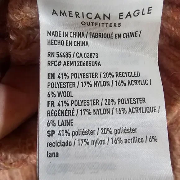 American Eagle Chenille Ribbed Knit Sweater Dusty Rose/Mauve Size XL - Picture 4 of 5